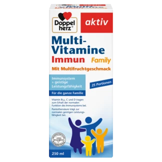 Abbildung der Produktverpackung Doppelherz aktiv Multi-Vitamine Immun Family Frontansicht