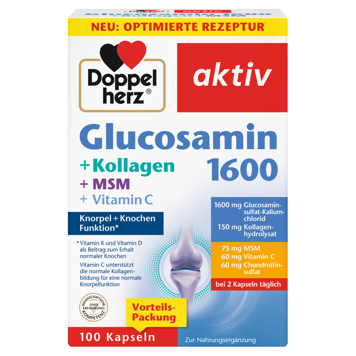 Abbildung der Produktverpackung Doppelherz aktiv Glucosamin 1600 Frontansicht