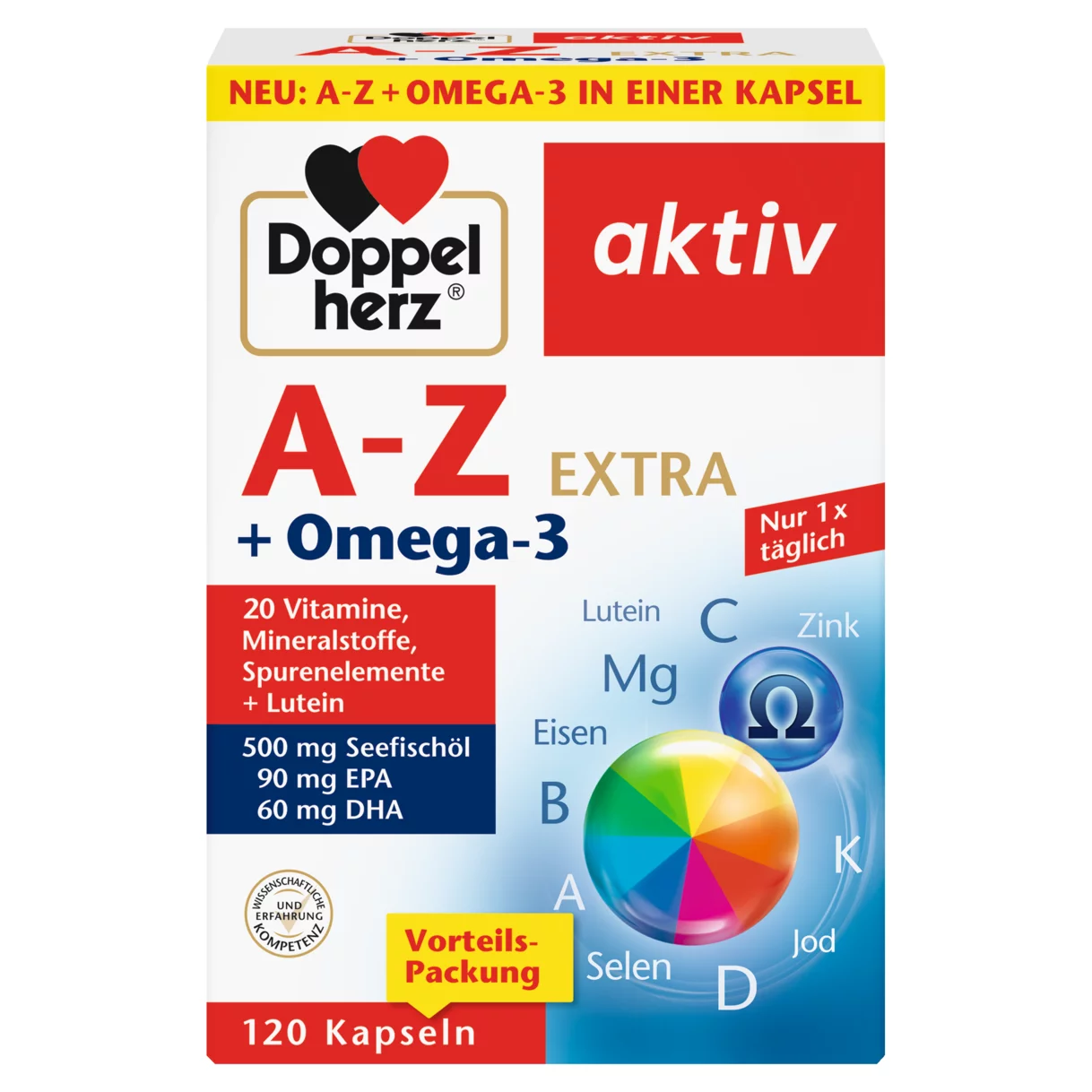 Doppelherz aktiv A-Z + Omega-3 Frontansicht