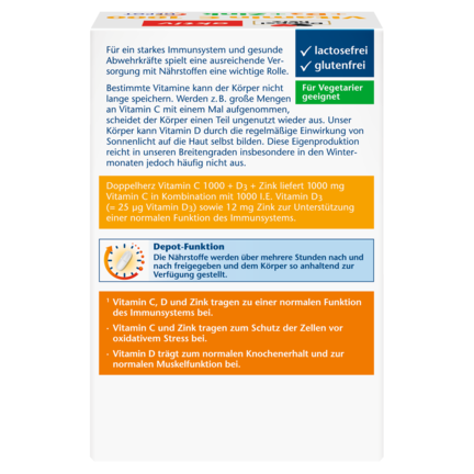 Abbildung der Produktverpackung Doppelherz aktiv Vitamin C 1000 Rückansicht