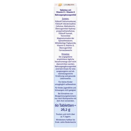 Abbildung der Produktverpackung Doppelherz system VITAMIN D3 2000 + K2 VEGAN Seitenansicht rechts