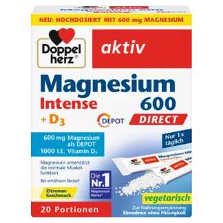 Doppelherz aktiv Magnesium 600 Intense + D3 Depot DIRECT Frontansicht