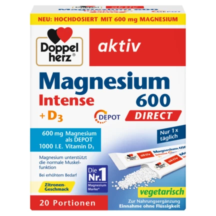 Doppelherz aktiv Magnesium 600 Intense + D3 Depot DIRECT Frontansicht