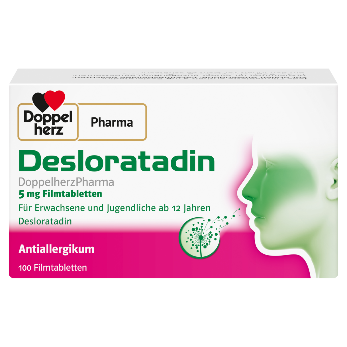 Abbildung der Produktverpackung DoppelherzPharma Desloratadin DoppelherzPharma 5 mg Filmtabletten Rückansicht