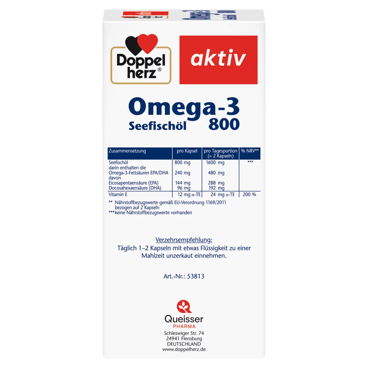 Doppelherz aktiv Omega-3 Seefischöl 800 Seitenansicht links