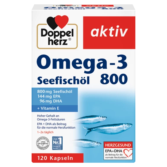 Doppelherz aktiv Omega-3 Seefischöl 800 Frontansicht