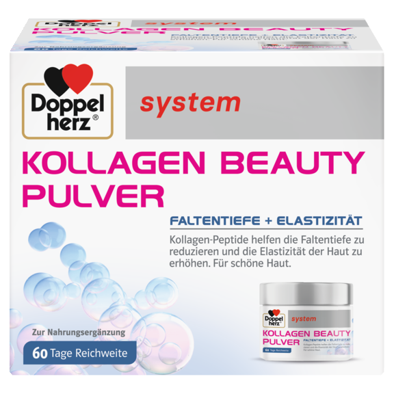 Abbildung der Produktverpackung Doppelherz system KOLLAGEN BEAUTY PULVER Frontansicht