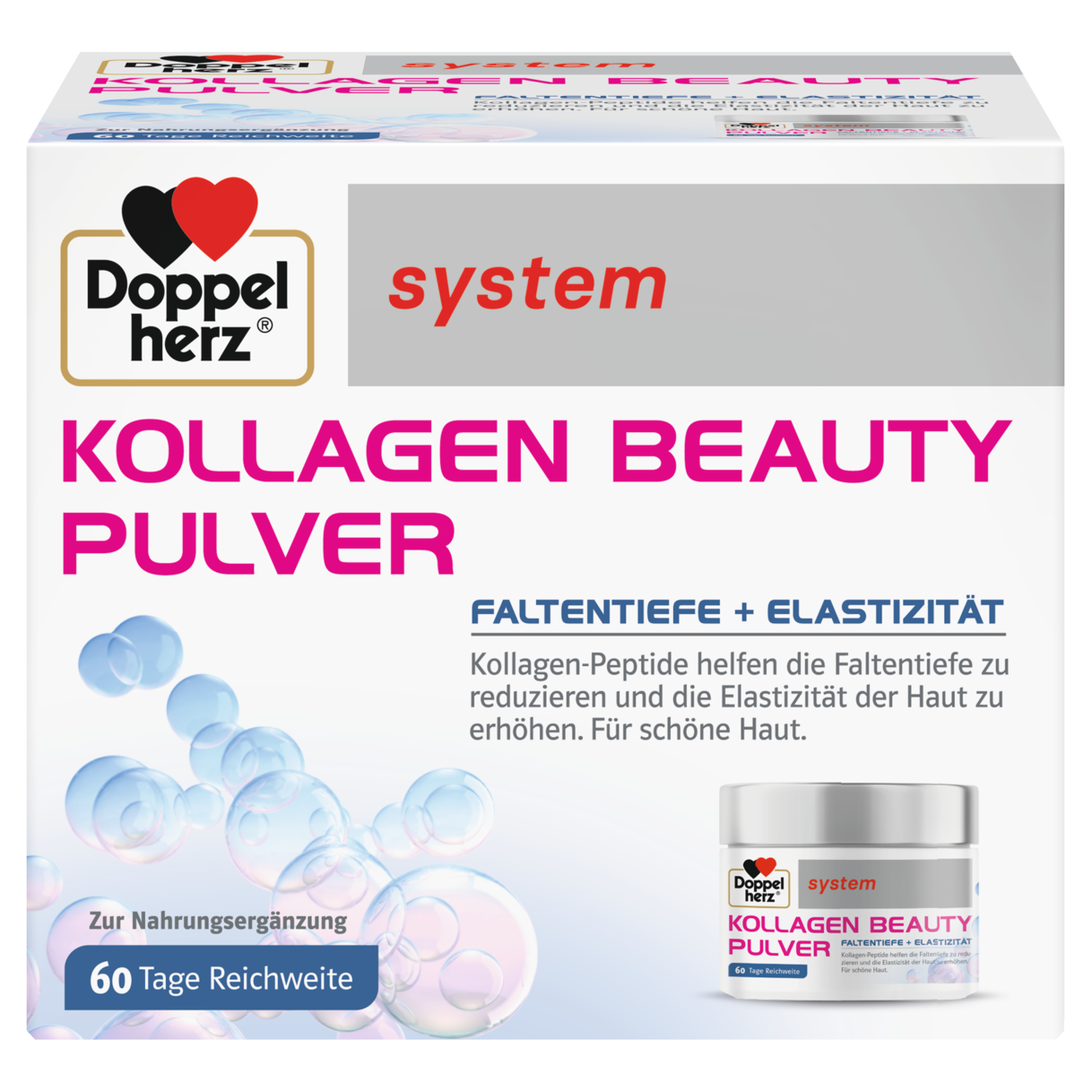 Abbildung der Produktverpackung Doppelherz system KOLLAGEN BEAUTY PULVER Frontansicht