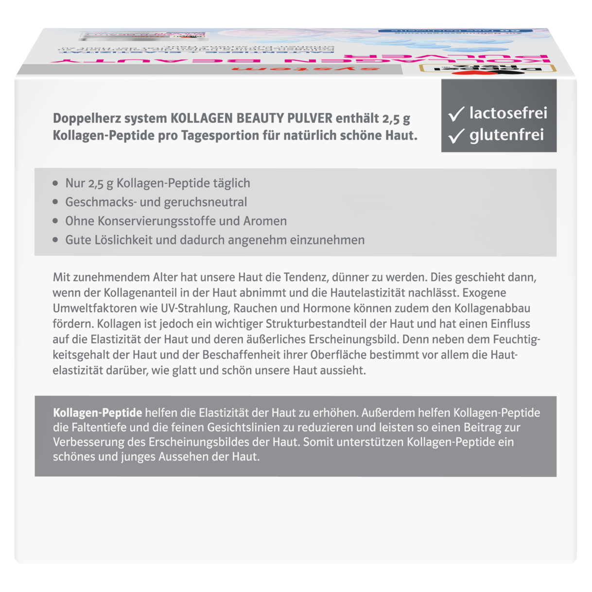 Abbildung der Produktverpackung Doppelherz system KOLLAGEN BEAUTY PULVER Rückansicht