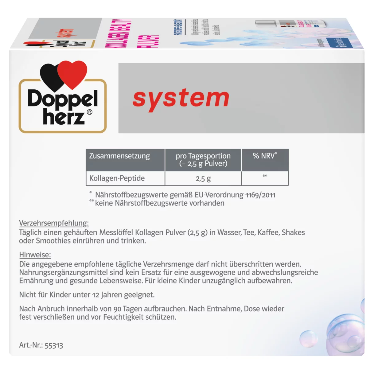 Doppelherz system KOLLAGEN BEAUTY PULVER Seitenansicht links