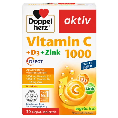 Abbildung der Produktverpackung Doppelherz aktiv Vitamin C 1000 Frontansicht