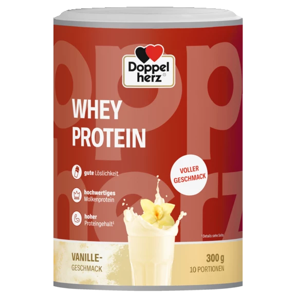 Abbildung der Produktverpackung  Doppelherz WHEY PROTEIN Vanille Frontansicht