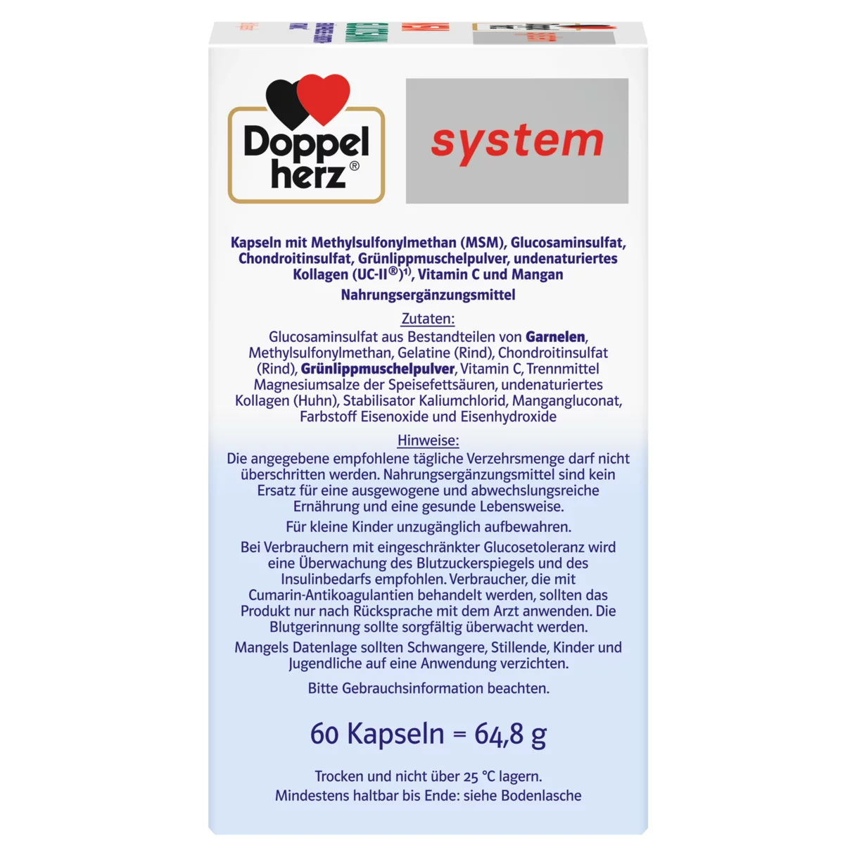 Doppelherz system MSM Glucosamin Seitenansicht rechts