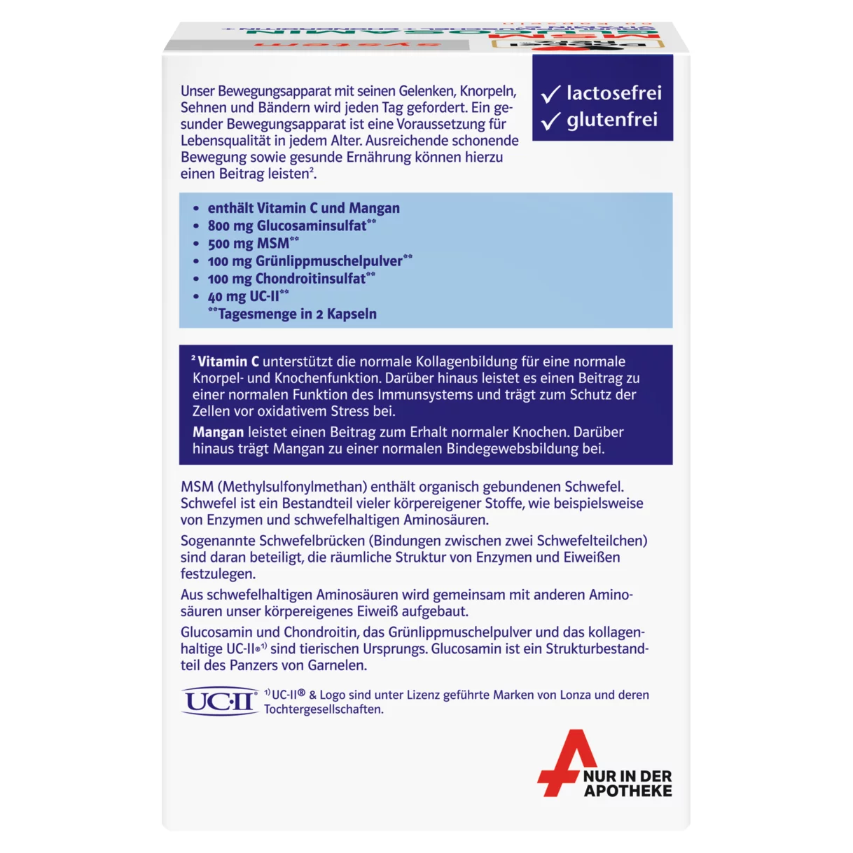 Doppelherz system MSM Glucosamin Rückansicht