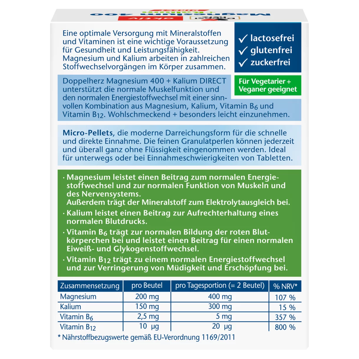 Doppelherz aktiv Magnesium 400 + Kalium DIRECT Rückansicht