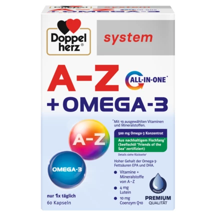 Doppelherz system A-Z + OMEGA-3 Frontansicht