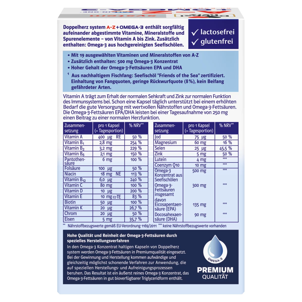Doppelherz system A-Z + OMEGA-3 Rückansicht