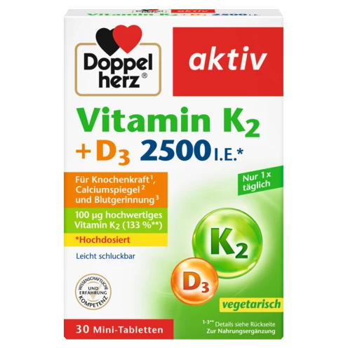 Doppelherz aktiv Vitamin K2 + D3 2500 I.E. Frontansicht