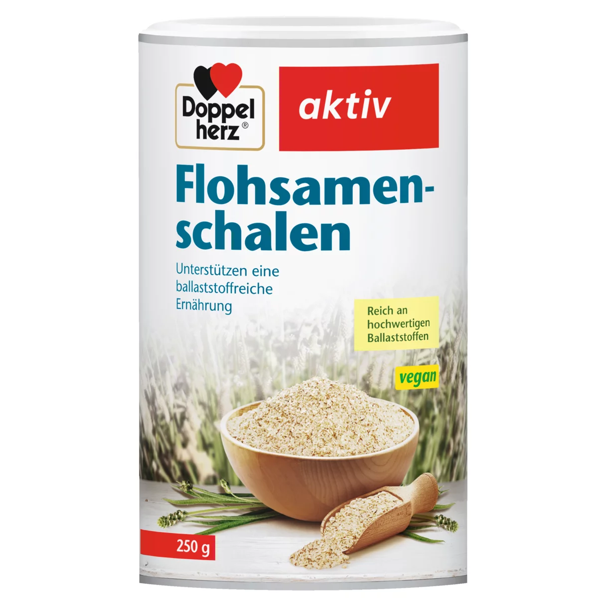 Doppelherz aktiv Flohsamenschalen Frontansicht