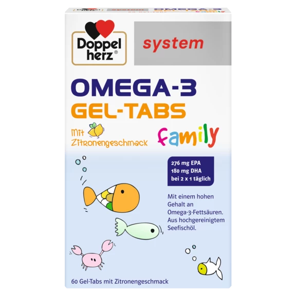 Doppelherz system OMEGA-3 family Zitrone Frontansicht