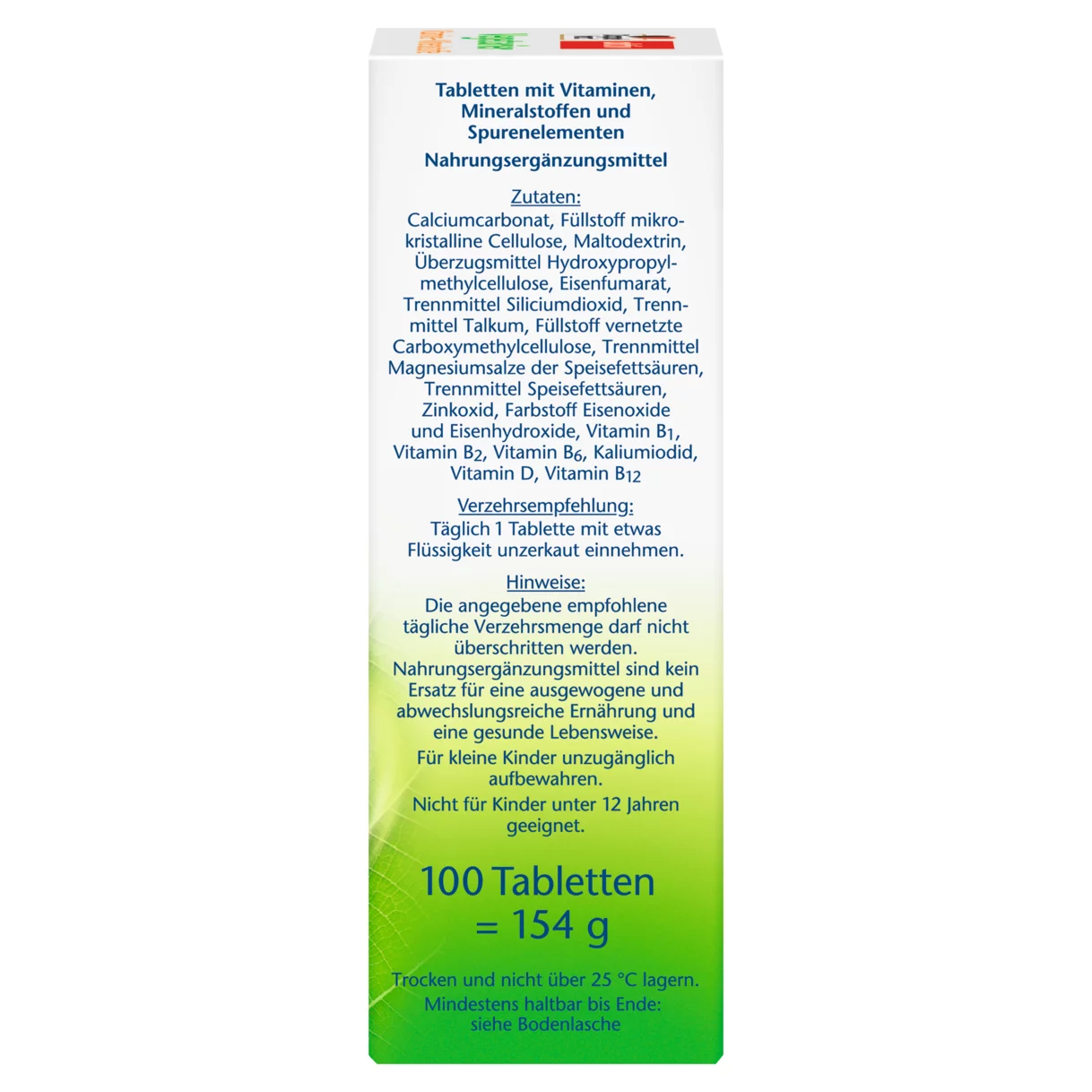 Doppelherz aktiv Vegetarier Vitamine + Mineralstoffe Seitenansicht rechts