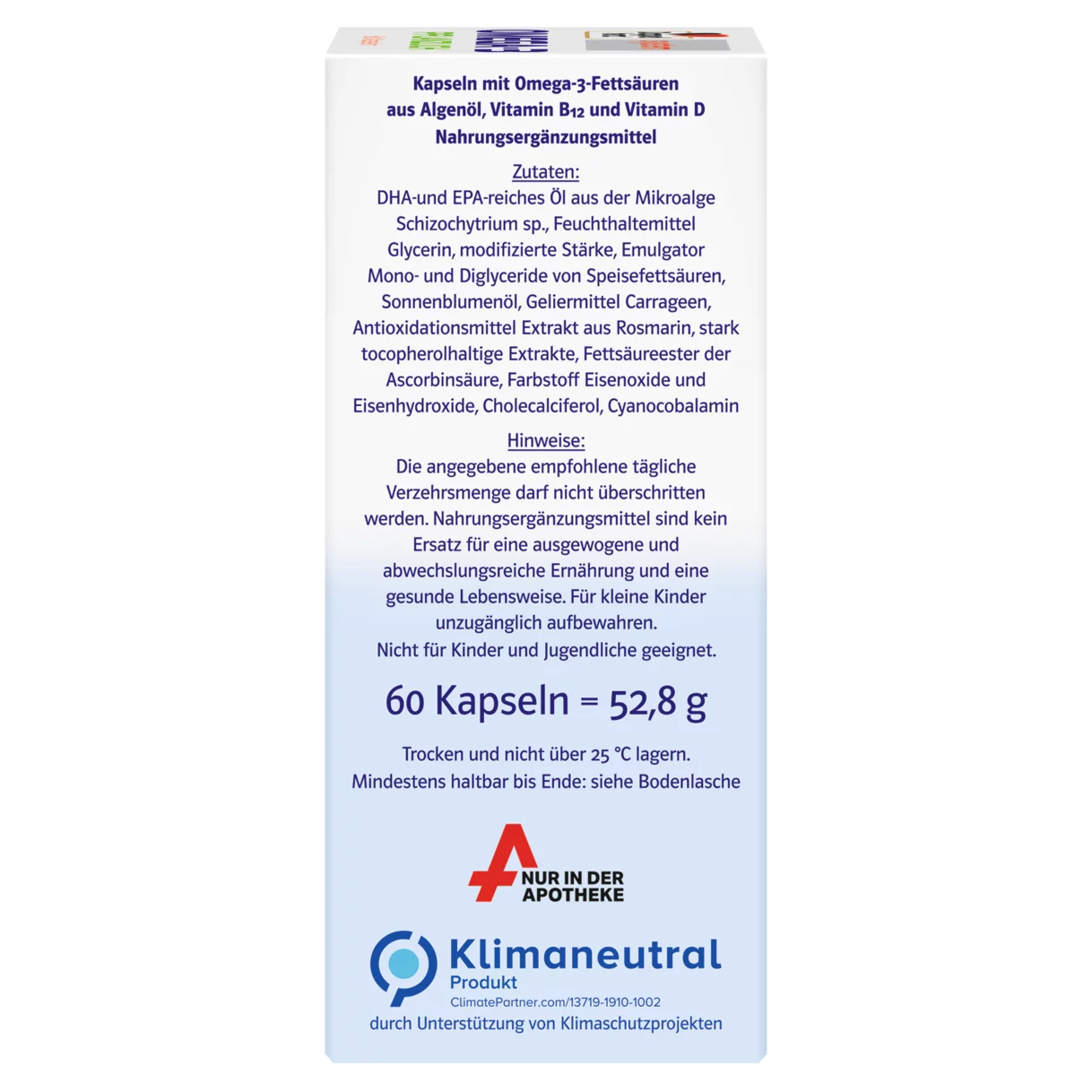 Doppelherz system OMEGA-3 PFLANZLICH ALGENÖL Seitenansicht rechts