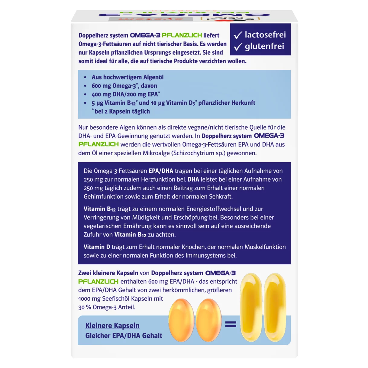 Doppelherz system OMEGA-3 PFLANZLICH ALGENÖL Rückansicht