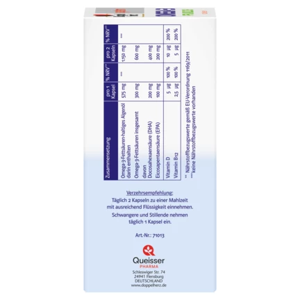 Doppelherz system OMEGA-3 PFLANZLICH ALGENÖL Seitenansicht links