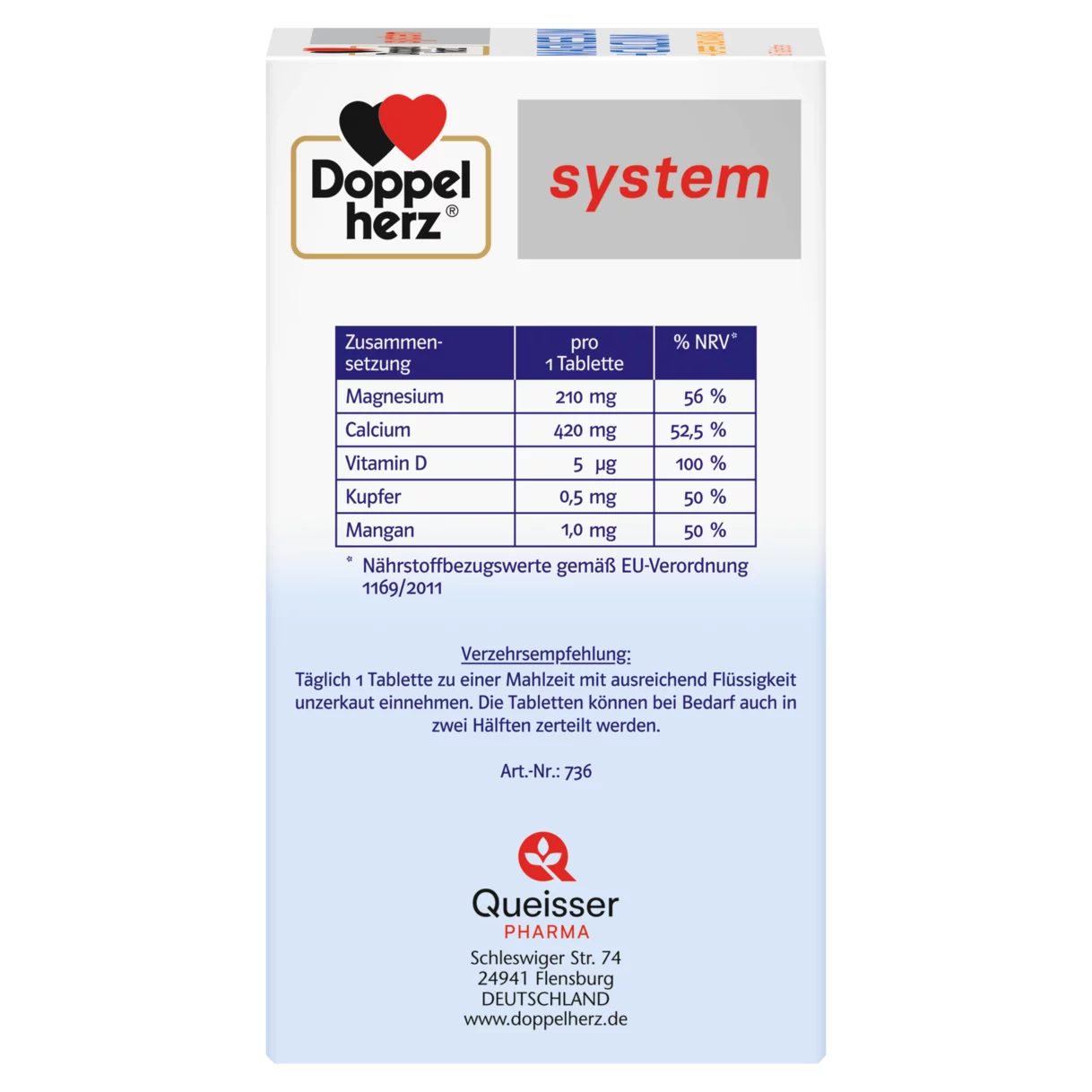 Doppelherz system MAGNESIUM + CALCIUM DEPOT Seitenansicht links