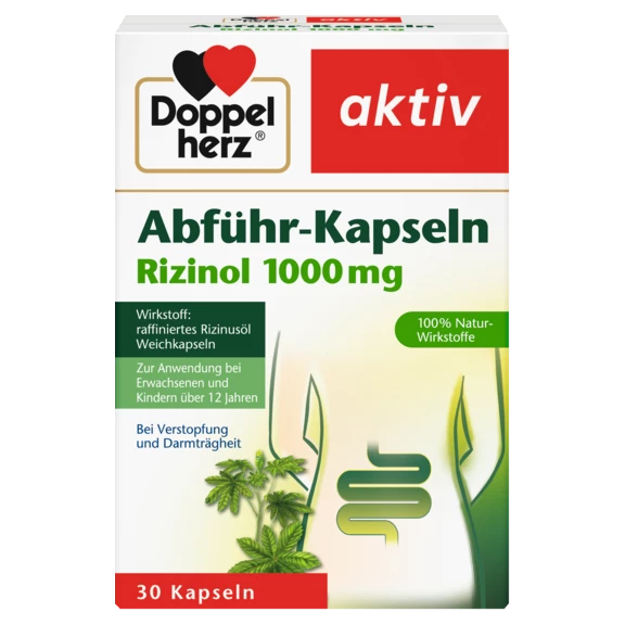 Doppelherz aktiv Abführ-Kapseln Rizinol 1000 mg Frontansicht