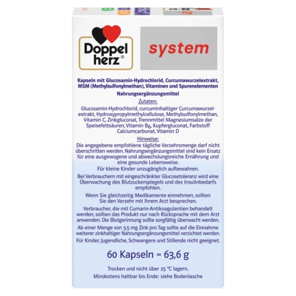 Doppelherz system GLUCOSAMIN 1000 + CURCUMA VEGAN Seitenansicht rechts