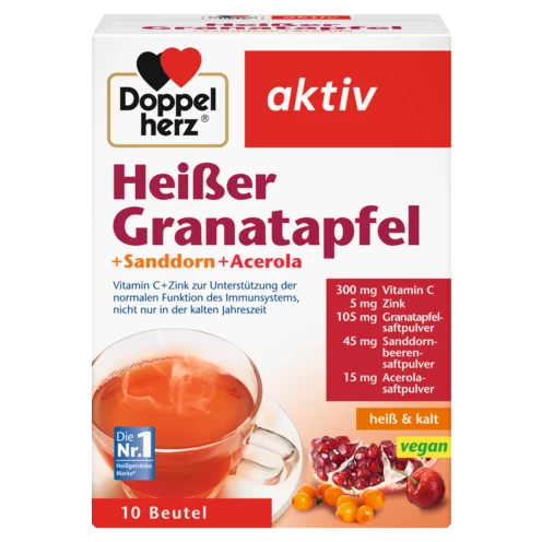 Abbildung der Produktverpackung Doppelherz aktiv Heißer Granatapfel Frontansicht