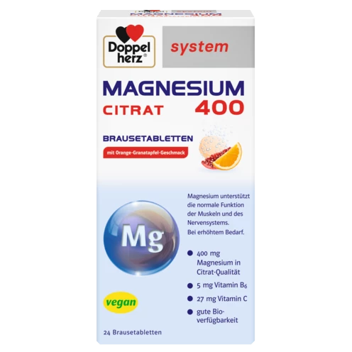 Doppelherz system MAGNESIUM 400 CITRAT BRAUSETABLETTEN Frontansicht