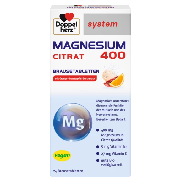 Doppelherz system MAGNESIUM 400 CITRAT BRAUSETABLETTEN Frontansicht