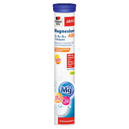 Abbildung der Produktverpackung Doppelherz aktiv Magnesium 400 Brausetabletten Frontansicht