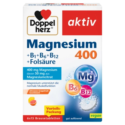 Doppelherz aktiv Magnesium 400 Brausetabletten Frontansicht