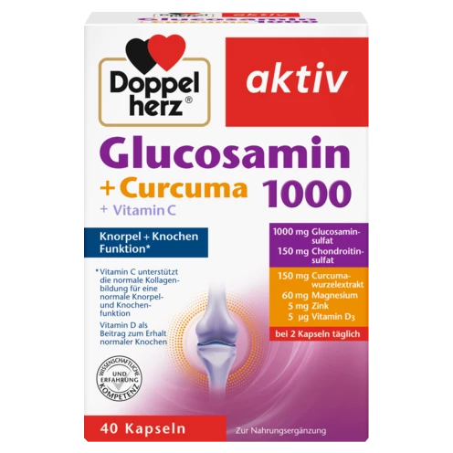 Abbildung der Produktverpackung Doppelherz aktiv Glucosamin 1000 + Curcuma Frontansicht