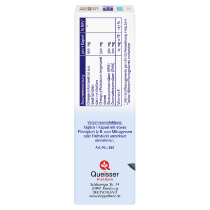 Abbildung der Produktverpackung Doppelherz system OMEGA-3 KONZENTRAT Seitenansicht links