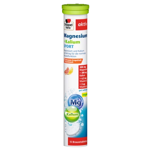 Abbildung der Produktverpackung Doppelherz aktiv Magnesium + Kalium Brausetabletten Frontansicht