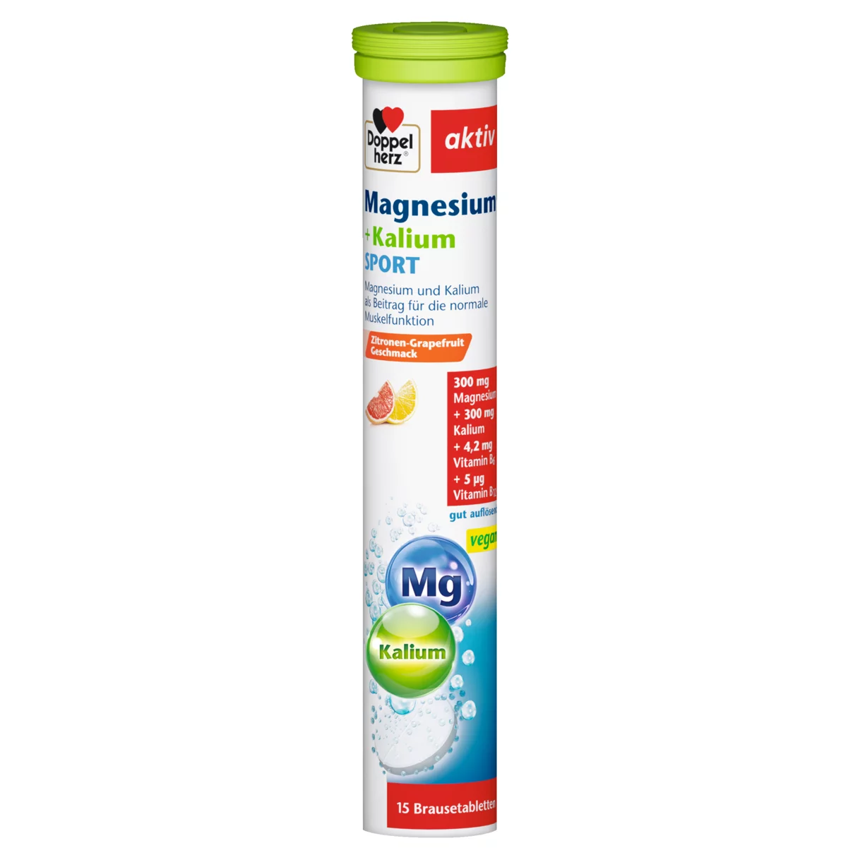 Doppelherz aktiv Magnesium + Kalium Brausetabletten Frontansicht