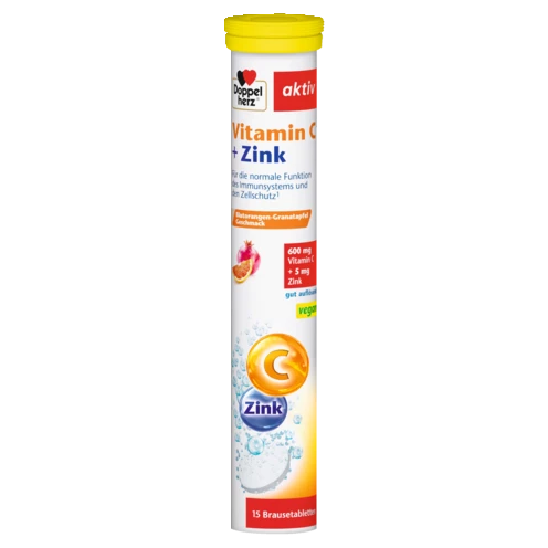Abbildung der Produktverpackung Doppelherz aktiv Vitamin C + Zink Brausetabletten Frontansicht