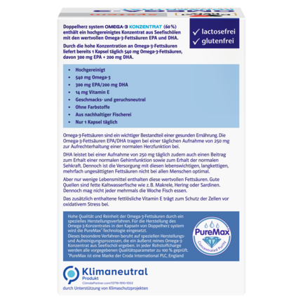 Abbildung der Produktverpackung Doppelherz system OMEGA-3 KONZENTRAT Rückansicht