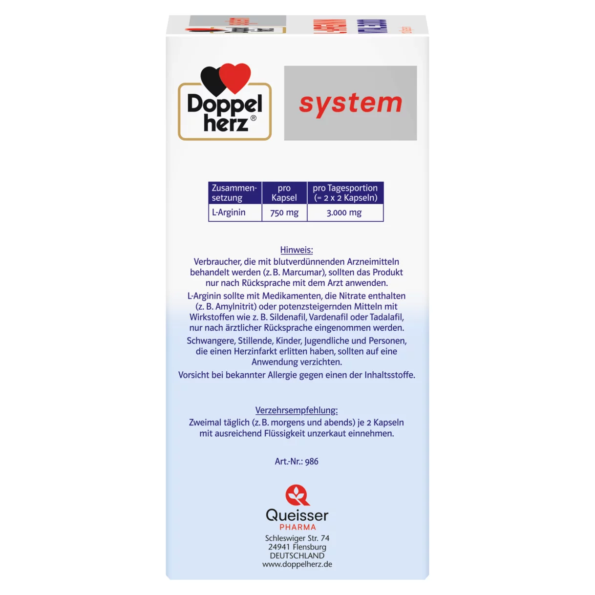 Doppelherz system L-ARGININ VITAL 3.000 Seitenansicht links