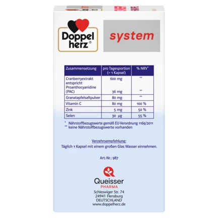 Doppelherz system CRANBERRY + GRANATAPFEL Seitenansicht links