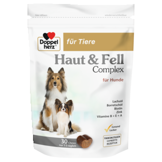 Abbildung der Produktverpackung Doppelherz für Tiere Haut & Fell Complex für Hunde Frontansicht