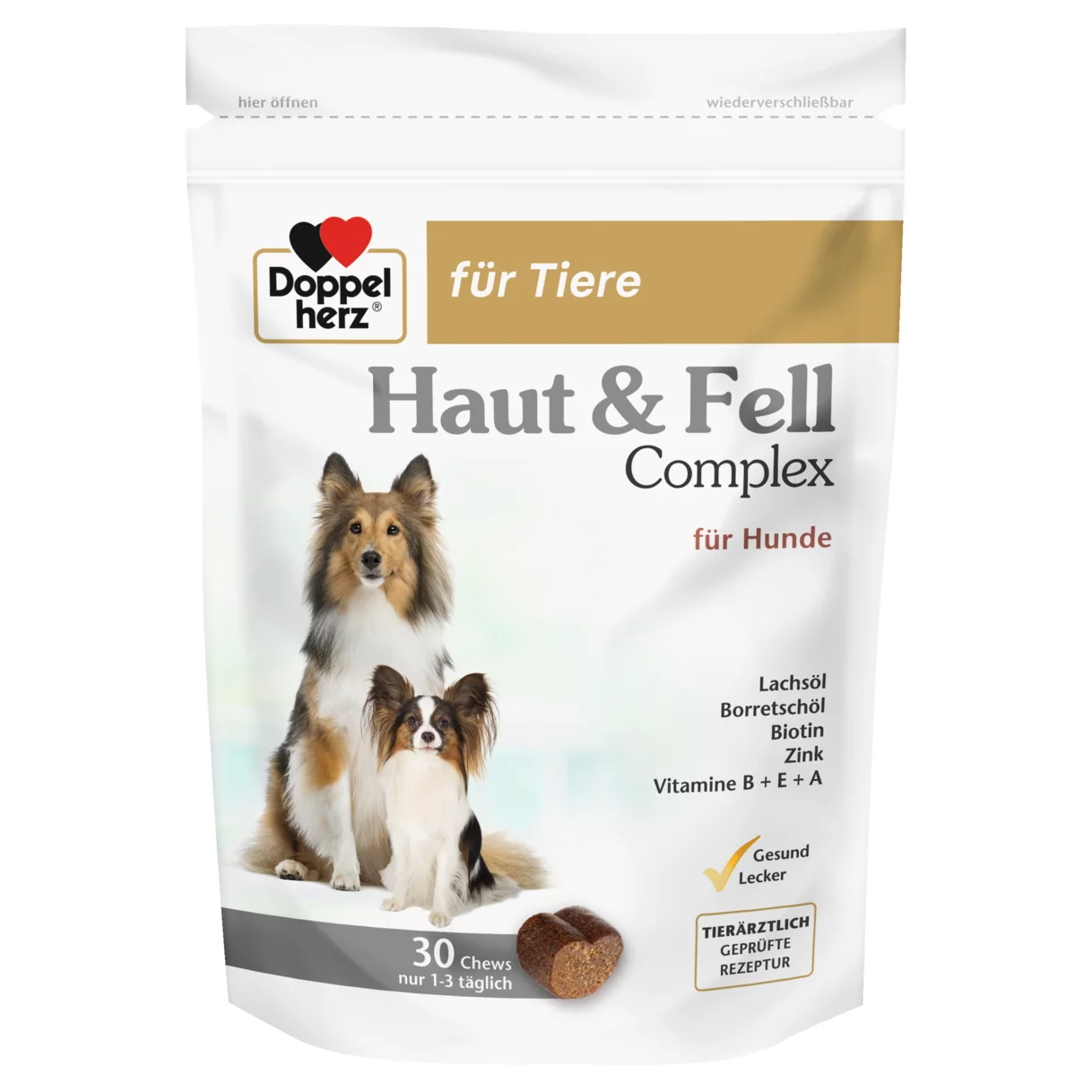 Doppelherz für Tiere Haut & Fell Complex für Hunde Frontansicht