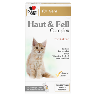 Abbildung der Produktverpackung Doppelherz für Tiere Haut & Fell Complex für Katzen Frontansicht